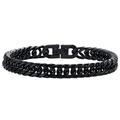 Detail of double row black Cuban link bracelet featuring a robust mechanical clasp - 8mm Double Row Cuban Link / 18cm / Black