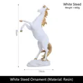 White resin rearing horse statue with elegant gold mane and tail accents, 30cm height - Platinum Horse Figurine