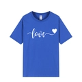 Blue short sleeve cotton t-shirt featuring a white love and heart print design - XS / Royal Blue 1 (White Print)