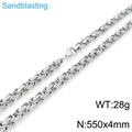 Collana da uomo a catena bizantina in acciaio inossidabile sabbiato 550x4mm - 550mm*4mm(KN117519-Z)