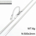 Polished silver stainless steel flat snake chain necklace with lobster clasp 500x3mm - 3mm x 50cm / Silver