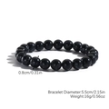 Black natural stone beaded bracelet with 8mm marble texture beads and elastic cord - Black Turquoise