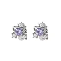 Saturn planet stud earrings with purple zircon and silver metallic celestial orbital rings - Planet Purple Zirconia White Gold Style (F1019 White Gold Clear Zirconia + Purple Main Stone)