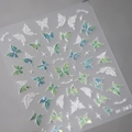 3D-Nagelsticker M-263 mit Schmetterlingsmotiv, Lasereffekt und weißem Reliefdekor - Holografischer Laserlila Schmetterling (M-263)
