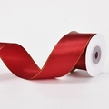 Deep red satin ribbon with gold stitched edges on white spool for gift wrapping - Red Satin Ribbon with Gold Edges (9m)