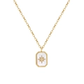 Minimalist 18K gold plated stainless steel necklace with starburst white shell pendant - Gold