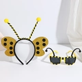 Yellow bee party set including a glitter wing headband and striped insect sunglasses - Yellow Butterfly Headband + Yellow Glasses Long Antenna
