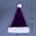 Purple velvet Christmas hat with white faux fur trim, 45x32cm festive holiday headwear - 45*32cm / Deep Purple Long Plush Adult