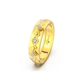 Men's S925 silver ring in gold finish with geometric diamond texture and clear square crystals - NMR04-Geometric Rhombus Iced Out Gold Ring-Size 12