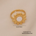 Anello regolabile in acciaio inossidabile dorato con raffinato design a intarsio girasole - Stile Girasole (1#)