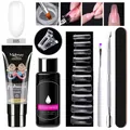 Kit polygel da 7 pezzi con gel di estensione trasparente 15ml, soluzione e attrezzi - Trasparente (PGP005)