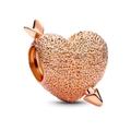 Rose gold heart and arrow charm with frosted texture for DIY bracelet jewelry - Standard Spec / Cupid's Arrow Style / 037