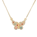Gold-plated butterfly heart pendant necklace with rhinestones and colorful enamel accents - Colorful Enamel and Rhinestone Butterfly Pendant