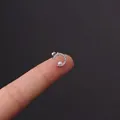 Minimalist C-shaped silver cartilage stud with sparkling zircon and a round pearl charm - Diamond-Encrusted Pearl Crescent (HSPJ356-9#)