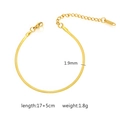 Technical dimensions of 1.9mm stainless steel snake chain bracelet with 17+5cm length - Snake Chain Style (B-016) / Gold