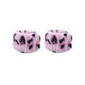 Close-up of pink leopard plush wristbands for washing face, soft absorbent coral fleece - A Pair Of Pink Leopard Print Shoes (3 Hand-stitched Threads)