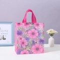 Waterproof non-woven floral tote bag with pink reinforced handles and flower patterns - Pink Floral (4004-3) / Small 23*22*11cm