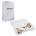 Golden stainless steel facial cryo sticks set with white handles in a storage box - 2 Pcs Set with PP & Color Box / White Handle / Rose Gold