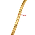 7mm wide gold Cuban link chain in polished stainless steel for DIY jewelry - High Polish Cuban Link 7mm / Gold