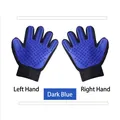 Pair of dark blue 180-needle pet grooming gloves for efficient hair removal and massage - Left Hand / Dark Blue