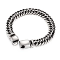 Men's heavy stainless steel Cuban chain bracelet in silver finish with secure clasp - Steel Color (KB74933-BD)