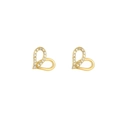 Boucles d'oreilles cœur élégantes en acier doré avec pavé de cristaux étincelants - Clous de Coeur en Strass Pavés Latéraux (E304073) / Or Zircon Blanc