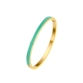 Detail of 3mm gold titanium steel bangle featuring Tiffany blue enamel inlay and clasp - 4MM Gold + Green