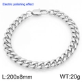 Bracelet gourmette poli en acier inoxydable argenté, longueur 200mm et largeur 8mm - Style Poli Largeur 8mm (KB207786-Z)