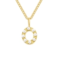 Collana dorata con ciondolo lettera O e perle bianche su una sottile catena d'oro - Lettera O - Oro