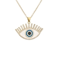 Collana dorata con ciondolo occhio del male blu e dettagli in smalto bianco elegante - Malocchio con Nucleo Blu in Smalto Bianco