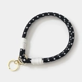 Universelles schwarz-weiß geflochtenes Schlüsselband mit Goldring und Spulendetail - 1.7cmx25cm / Schwarz