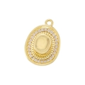 Macro detail of golden cowboy hat pendant with sparkling rhinestones and metal finish - VD1761 Gold Zirconia Hat Pendant