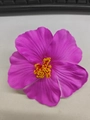 Vibrant rose red hibiscus fabric hair clip with realistic petal texture and yellow stamen - Rose Red
