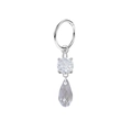 Anneau de piercing en acier argenté avec zircons cubiques clairs ronds et en goutte - Transparent (NR24111601-6)
