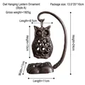 Porte-bougie hibou en fonte vintage avec finition rustique et support de suspension en métal - Support de Lampe Hibou A Assis (8808)