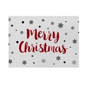 Linen Christmas placemat with red Merry Christmas text and black snowflake patterns - CD27-16 (Red Merry Christmas)