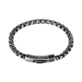 Pulsera de hombre minimalista de acero inoxidable en plata vintage con cierre curvado - Color Gunmetal
