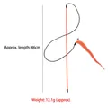 Interactive orange caterpillar cat wand toy with bell and elastic string, 46cm length - Orange Pompon Cat Teaser