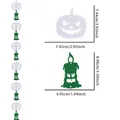 White pumpkin and candle felt banner for Halloween party decor with sizing details - White Pumpkin & Green Candle String