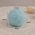Light blue flower embossed scented candle on vintage book, size 6.5x6.5cm - Macaron Lake Blue Floral Sphere (Rosemary Mint)
