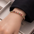 Rainbow tennis bracelet with multicolor rectangle zircons and gold-plated finish - Multicolor Small Rectangle