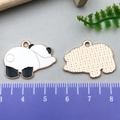 DIY cartoon panda metal pendant with gold plating and black enamel finish for jewelry - Right Lying Half Panda