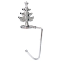 Silver metal Christmas stocking hook featuring a decorative star-topped tree design - Christmas Tree / Silver