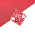 Square red and gold Chinese New Year rabbit keychain pendant with lucky blessing text - Persimmon
