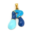 18k gold plated stainless steel letter R pendant with tricolor blue enamel finish - Sp640g-r (single Pendant)