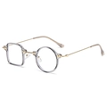Lunettes de soleil asymétriques TR90 gris transparent avec branches en métal doré - Gris Transparent Branches Dorées Anti-lumière Bleue