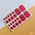 Rosa Glitzer Zehennagelaufkleber Set Modell J002 mit 22 Stück für die Pediküre - J002 Rosa Glitzer