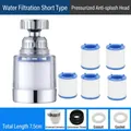Set filtro acqua universale per rubinetto con testina corta da 7,5cm e 4 filtri di ricambio - Set Completamente Cromato (1 Testa del Filtro + 6 Filtri)