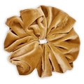 Oversized mustard yellow velvet scrunchie with soft texture and rich pleats - Ginger Yellow