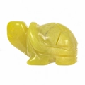Hand-carved yellow natural jade turtle figurine with translucent polished finish - Lemon Jade / S